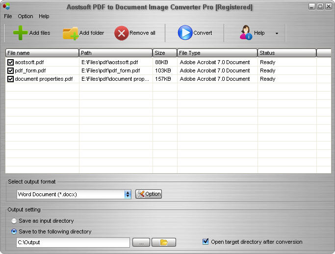 Aostsoft PDF to Document Image Converter Pro software