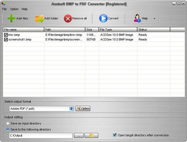 Aostsoft BMP to PDF Converter