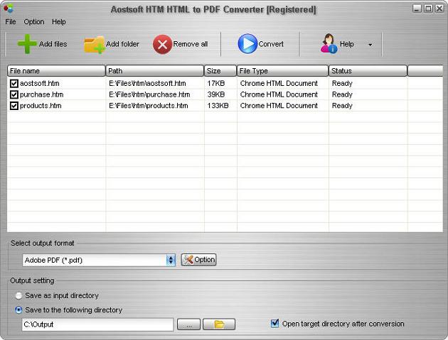 Aostsoft HTM HTML to PDF Converter