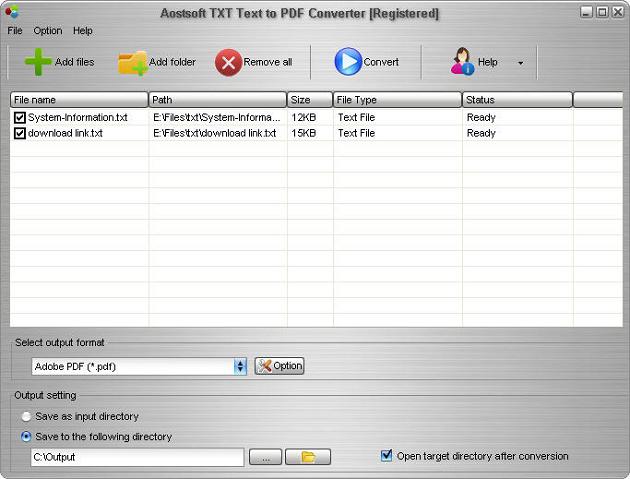 Aostsoft TXT Text to PDF Converter
